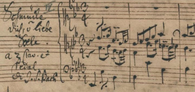 Ausschnitt aus dem Autograph von J.S. Bach von BWV 654